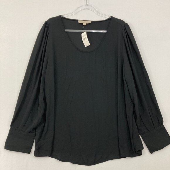 LOFT Charcoal Long Sleeve Blouse - Picture 1 of 10